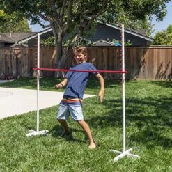 GoSports Get Low Limbo Premium Wooden Limbo Game, Sets Up In Seconds - Fun For Kids & Adults, White, Red