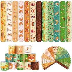 GENERIC Fox Party Favors 48 PCS Forest Fox Slap Bracelets Cartoon Forest Animals Party Wristbands For Kids Boys Girls Woodland Party Supplies Birthday Party Baby Shower Carnival Prizes Gifts Classroom Rewards