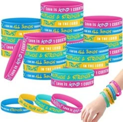 48 Pcs Bible Verse Bracelets Christian Scripture Bracelets Jesus Wristbands Religious Motivational Rubber Bracelets With Sayings Colored Spiritual Faith Hope Belief For Adult Kids -Folkmanis Toys Shop 6170mjFeqL. AC