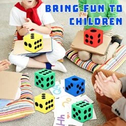 Meooeck 18 Pcs 2.48 Inch EVA Foam Dice Colorful Jumbo Dice For Party Large Colored Dice With Storage Bag For Building Educational Toys School Supplies Fun Gift -Folkmanis Toys Shop 617K3CXrV9L