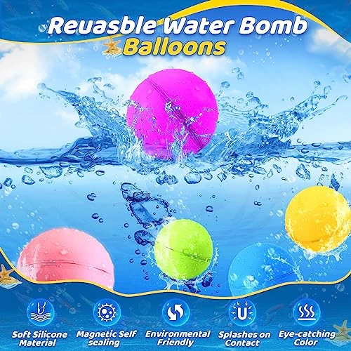 SOPPYCID Reusable Water Bomb Balloons, 6Pack Magnetic Water Balloons Quick Fill, Self Sealing Water Bombs, Latex-Free Splash Balls With Mesh Bag, Pool Toys Outdoor Games Summer Party Supplies 4 SOPPYCID Reusable Water Bomb Balloons, 6Pack Magnetic Water Balloons Quick Fill, Self Sealing Water Bombs, Latex-Free Splash Balls With Mesh Bag, Pool Toys Outdoor Games Summer Party Supplies - Image 2
