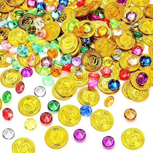 Ferraycle 200 Pieces Halloween Pirate Party Favors Pirate Treasure Pirate Coins And Pirate Gems Jewelry Playset Pirate Coins Gem For Pirate Party Decorations (Bronze,Retro Style) 8 Ferraycle 200 Pieces Halloween Pirate Party Favors Pirate Treasure Pirate Coins And Pirate Gems Jewelry Playset Pirate Coins Gem For Pirate Party Decorations (Bronze,Retro Style) - Image 6
