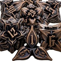 ARUOHHA DND Metal Dice Set 7PCS Black Gold Leaf Dungeons And Dragons D&D Dice With Box, RPG Handmade Role Playing Games D And D Dice D20 D12 D10 D8 D6 D4, 6 Sided Polyhedral Dice Sets -Folkmanis Toys Shop 618zpwu4urL. AC