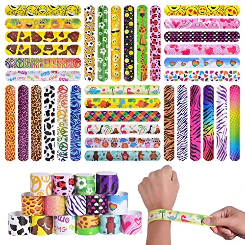 FUN LITTLE TOYS 72PCS Slap Bracelets For Kids, Party Favors Trinket Colorful Hearts Animal Print Design Retro Slap Bands Kid Birthday Gifts Prizes Treasure Box Goodies Pinata Fillers Classroom Rewards 4 FUN LITTLE TOYS 72PCS Slap Bracelets For Kids, Party Favors Trinket Colorful Hearts Animal Print Design Retro Slap Bands Kid Birthday Gifts Prizes Treasure Box Goodies Pinata Fillers Classroom Rewards - Image 2