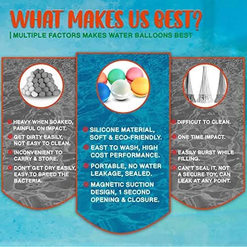 Hannly - Reusable Water Balloons - Fun Water Toy For Kids And Adults; Self-Sealing, Quick Fill, Magnetic Closure; Ideal For Outdoor Activities, Summer Games, Parties; Bath Toy Storage, Toddler Pool 8 Hannly - Reusable Water Balloons - Fun Water Toy For Kids And Adults; Self-Sealing, Quick Fill, Magnetic Closure; Ideal For Outdoor Activities, Summer Games, Parties; Bath Toy Storage, Toddler Pool - Image 6