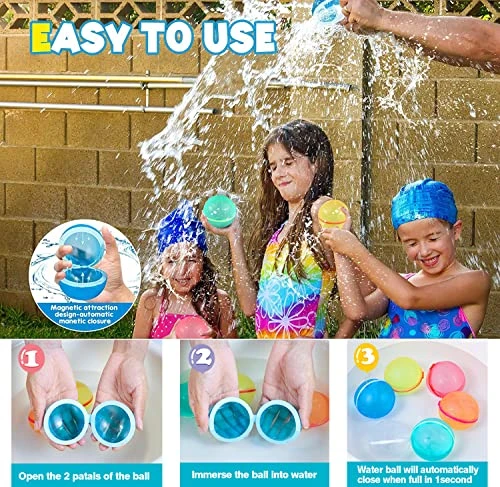 SOPPYCID Water Toys For Kids, Refillable Water Balloons Reusable, 4 PCS Multified Colorful Water Bombs For Summer Games, Quick Self Sealing Easy Use Water Balls, Pool Toys For Boys And Girls Gift 4 SOPPYCID Water Toys For Kids, Refillable Water Balloons Reusable, 4 PCS Multified Colorful Water Bombs For Summer Games, Quick Self Sealing Easy Use Water Balls, Pool Toys For Boys And Girls Gift - Image 2