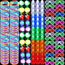 Maitys 175 Pieces Led Party Supplies Light Up Glow Toys Set Include Led Glow Flashing Glasses Bracelets Finger Lights Rings For Kids Adults Glow In The Dark Neon Party Favors Supplies