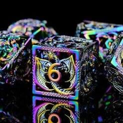 Cttasty DND Dice Set Hollow Metal Dice Set Handmade 7pcs Polyhedral Dice Set DND RPG MTG Role Playing Game Dice Set D&D Dice With Gift Case For DND Dungeons And Dragon (Green Gold) -Folkmanis Toys Shop 61AHojKhL2L. AC