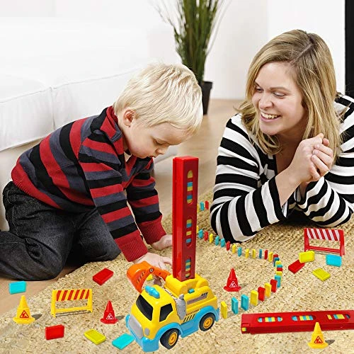 Domino Train, Domino Blocks Set, Domino Construction Vehicle Toys, Building And Stacking Toy Blocks Domino Set For 3-7 Year Old Toys, Boys Girls Creative Gifts For Kids 7 Domino Train, Domino Blocks Set, Domino Construction Vehicle Toys, Building And Stacking Toy Blocks Domino Set For 3-7 Year Old Toys, Boys Girls Creative Gifts For Kids - Image 5