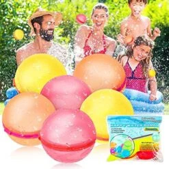 SIIY Reusable Water Balloons, Quick Fill Self-Sealing Water Bombs, Eco-Friendly Fun Wate Toys For Kids And Adults, Perfect For Summer Outdoor Activities, Parties And Pool Games - Pack Of 6 PINK -Folkmanis Toys Shop 61B9kt1peVL. AC