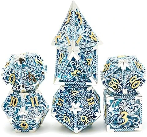 Hollow Metal DND Game Dice Dragon Design Ancient Iron 7Pcs Set For Dungeons And Dragons RPG MTG Table Games D&D Pathfinder Shadowrun And Math Teaching (with Metal Case) 17 Hollow Metal DND Game Dice Dragon Design Ancient Iron 7Pcs Set For Dungeons And Dragons RPG MTG Table Games D&D Pathfinder Shadowrun And Math Teaching (with Metal Case) - Image 15