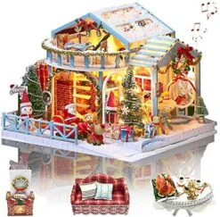 GuDoQi DIY Miniature Dollhouse Kit, Tiny House Kit With Music, Miniature House Kit 1:24 Scale, Great Handmade Crafts Gift For Birthday Halloween, Beautiful Flower Shop -Folkmanis Toys Shop 61Bm JhVmVL. AC