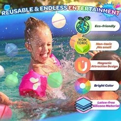12pcs Reusable Magnetic Water Balloons, Self-Sealing, Latex-Free Silicone Splash Balls For Kids & Adults, Fun Summer Outdoor Pool Party Toys, Easy Quick Fill, Water Bomb Games (Bomb & Grenade) -Folkmanis Toys Shop 61BnRCs5epL
