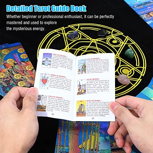 ACETOP Tarot Cards Set With Guide Book, 78 Original Tarot Cards Deck PVC Waterproof Classic Holographic Tarot Deck For Beginners & Expert, Fortune Telling Game With 7 Chakra Stones, Crystal Pendulum 6 ACETOP Tarot Cards Set With Guide Book, 78 Original Tarot Cards Deck PVC Waterproof Classic Holographic Tarot Deck For Beginners & Expert, Fortune Telling Game With 7 Chakra Stones, Crystal Pendulum - Image 4
