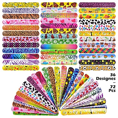 FUN LITTLE TOYS 72PCS Slap Bracelets For Kids, Party Favors Trinket Colorful Hearts Animal Print Design Retro Slap Bands Kid Birthday Gifts Prizes Treasure Box Goodies Pinata Fillers Classroom Rewards 3 FUN LITTLE TOYS 72PCS Slap Bracelets For Kids, Party Favors Trinket Colorful Hearts Animal Print Design Retro Slap Bands Kid Birthday Gifts Prizes Treasure Box Goodies Pinata Fillers Classroom Rewards