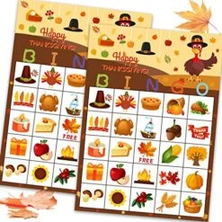Funnlot Thanksgiving Games Thanksgiving Bingo Fall Bingo For Kids Thanksgiving Party Games For Kids 24 Players For School Classroom Family Activities Thanksgiving Party Supplies Decoration