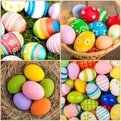 SGVV90 Wooden Fake Eggs Home Decor, Fake Easter Egg For Children DIY Game, Kitchen Craft Adornment, Food Toy Easter Gift For Kids (12 Pieces) -Folkmanis Toys Shop 61CgT0iqprL