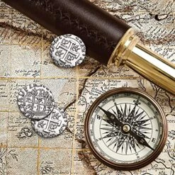 Metal Pirate Coins - 35 Large Silver Treasure Coin Set, Metal Replica Spanish Doubloons For Board Games, Tokens, Toys, Cosplay - Realistic Money Imitation, Pirate Treasure Chest - Diameter: 1.06" -Folkmanis Toys Shop 61D15C6OzRL