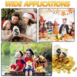 Liliful 100 Fake Gold Coin 6 Fake Gold Bar Replica 6.5 Inch Brick 6 Canvas Drawstring Bag Pouch Bullion Glittering Movie Prop For Stage Decoration Pirate Costume Party Supplies Paper Weight Door Stop -Folkmanis Toys Shop 61D6vrRf0nL