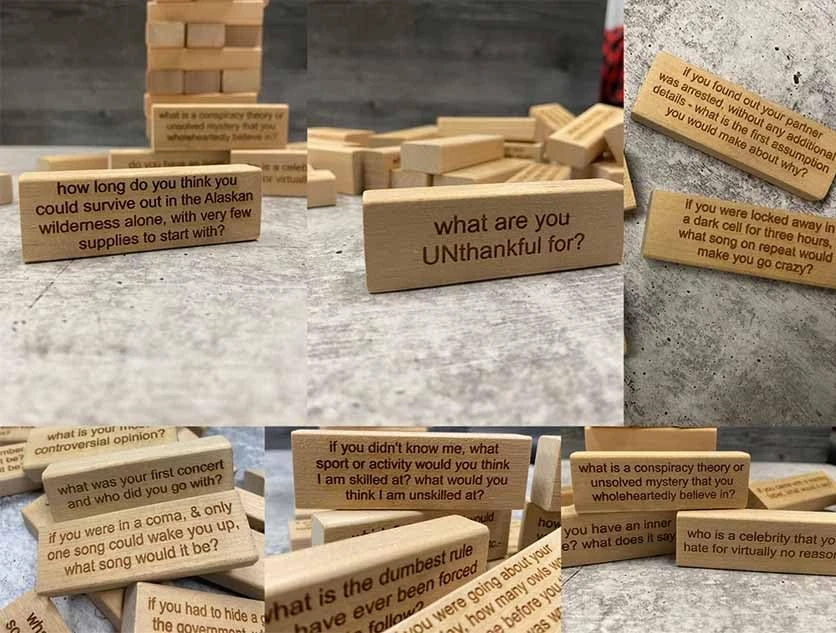 FOIVOS 54 Pieces Questions Tumbling Tower Game, Wooden Stacking Tower Games Tumbling Blocks Set, Building Blocks Lawn Yard Outdoor Game, Fun Indoor Game For Kids, Adults And House Parties (1 Pcs) 5 FOIVOS 54 Pieces Questions Tumbling Tower Game, Wooden Stacking Tower Games Tumbling Blocks Set, Building Blocks Lawn Yard Outdoor Game, Fun Indoor Game For Kids, Adults And House Parties (1 Pcs) - Image 3