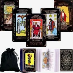King's Palace Classic Rider Waite Tarot Cards For Beginners, Tarot Cards With Meanings On Them, Tarot Cards With Guide Book/Linen Carry Bag,78 Original Tarot Cards Set, Easy To Read, Hold And Shuffle