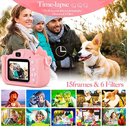 Corgi Kids Camera, Toddler Digital 1080P Upgrade Camera For Christmas Birthday Gifts, Cute 20.0MP Camera For Children With 32G SD Card, Portable Toy For 3 4 5 6 7 8 Years Old Girls Boys (Pink) 4 Corgi Kids Camera, Toddler Digital 1080P Upgrade Camera For Christmas Birthday Gifts, Cute 20.0MP Camera For Children With 32G SD Card, Portable Toy For 3 4 5 6 7 8 Years Old Girls Boys (Pink) - Image 2
