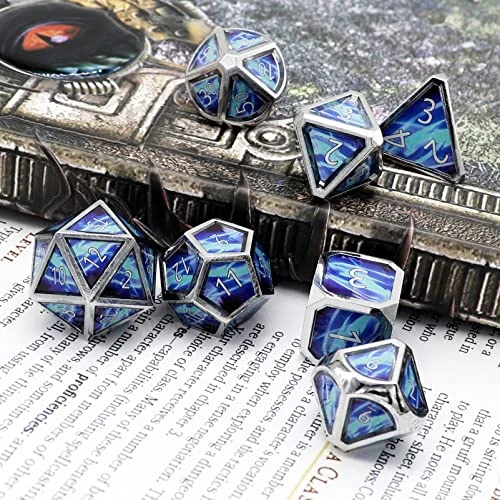 Haxtec Metal DND Dice Set Cold Snap Real Scene Silver Blue Purple Polyhedral Dice W/PU Leather Dragon Eye Dice Bag For TTRPG D&D 5e Spell Dungeons And Dragons Gifts Role Playing Games 4 Haxtec Metal DND Dice Set Cold Snap Real Scene Silver Blue Purple Polyhedral Dice W/PU Leather Dragon Eye Dice Bag For TTRPG D&D 5e Spell Dungeons And Dragons Gifts Role Playing Games - Image 2