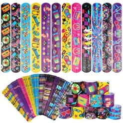 144 Pieces 80s 90s Party Favors Slap Bracelets 80s Wristbands Bracelets Back To 80s 90s Throwback Theme Party Decorations Slap Bracelets Wristband For Kids Retro Birthday Party Supplies Cute Cassette Tape For 1980s 80s Neon Throwback Adults Birthday Party Supplies