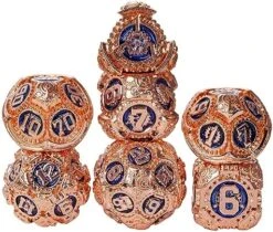 IUSTIDIE Metal Dice Set D&D, 7-Die DND Dice Metal Gear Dice With Dice Gift Bag For DND Dungeons And Dragons Role Playing Games (Red Copper Blue) -Folkmanis Toys Shop 61IEq2xryNL. AC