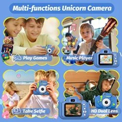 Dwfit Upgrade Dinosaur Kids Camera, Christmas Birthday Gifts For Boys Girls Age 3-12, HD Kids Digital Video Cameras For Toddler With Cartoon Soft Silicone Cover, Portable Toy For 3 4 5 6 7 8 Years Old -Folkmanis Toys Shop 61Ig4jZvtEL