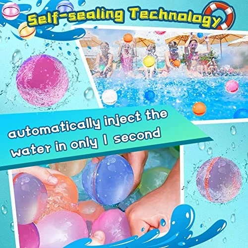 12 Pcs Reusable Water Balloons, Self Sealing Quick Fill, Water Bomb Splash Balls Rapid Fill Balloon With Storage Bag, Summer Toys Outdoor Games For Kids Adults Beach Pool Party 6 12 Pcs Reusable Water Balloons, Self Sealing Quick Fill, Water Bomb Splash Balls Rapid Fill Balloon With Storage Bag, Summer Toys Outdoor Games For Kids Adults Beach Pool Party - Image 4