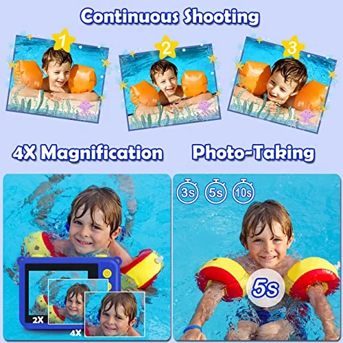 GKTZ Camera For Kids, 180 Rotatable Kids Action Waterproof Camera, 1080P HD Underwater Sport Outside Camera, Children Birthday Toys For 3-12 Years Old Girls Boys With SD Card 32GB 5 GKTZ Camera For Kids, 180 Rotatable Kids Action Waterproof Camera, 1080P HD Underwater Sport Outside Camera, Children Birthday Toys For 3-12 Years Old Girls Boys With SD Card 32GB - Image 3