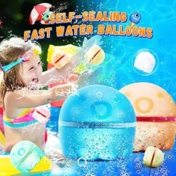 Hiliop Reusable Water Balloons For Kids, Splash Refillable Magnetic Water Balloons Bombs Self Sealing Quick Fill With Mesh Bag (12PCS) -Folkmanis Toys Shop 61JkvVvW5gL