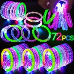 Thuodo 72Pcs Glow Sticks Bulk LED Bracelets, Glow In The Dark Party Supplies For Kids/Adults, Flashing Light Up Toys, 4th Of July Party Favors, Neon Rave Concert Party Games Gifts Accessory