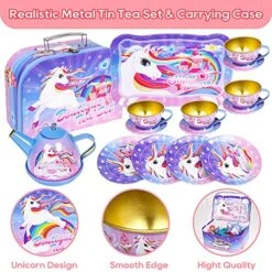 Tea Party Set For Little Girls, 38PCS Princess Toddler Tea Time Toy And Kitchen Pretend Play With Tin Tea Set,Doughnut,Candies,Dessert Tower&Carrying Case,Kids Tea Party Set For Girls Boys Age 3-6 -Folkmanis Toys Shop 61LZJIwO7HL