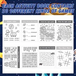 Mini Activity Books For Kids, Mini Fun And Games, Challenging Activities Include Mazes, Word Search, Word Scramble, Find Difference And More For Party Classroom Gifts Bag Stuffers (48, Astronaut)