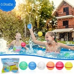 Reusable Water Balloons, 6 Packs Water Bomb Balloons Latex-Free Silicone Water Splash Ball With Mesh Bag, Self Sealing Quick Fill Summer Pool Toys Splash Balls For Boys And Girls -Folkmanis Toys Shop 61NDFdoFlGL