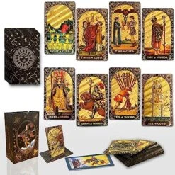 GENERIC MSTICORA Exquisite Gold Foil Tarot Cards,Splendid Classic Tarot Deck， For Beginners & Divination Enthusiasts,78 Gold Foil Cards- Made With PET Material