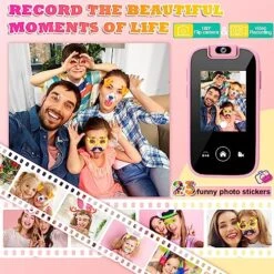 Kids Phone, Toddler 3 4 5 6 Years Old Intellectual Development Game Phone, Christmas Birthday Gifts For Boys Girls Ages 3-6, Kids MP3 Music Player With 180 ° Flip Camera SD Card (Pink) -Folkmanis Toys Shop 61O0BBQ5k1L