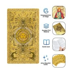 KIINO Tarot Cards 78 Luxury Gold Foil Tarot Deck With Guide Book Tarot PVC Durable Waterproof Wrinkle Resistant Tarot Cards For Beginners And Professional Player Tarot Deck With Box Tarot Gold Plated 13 KIINO Tarot Cards 78 Luxury Gold Foil Tarot Deck With Guide Book Tarot PVC Durable Waterproof Wrinkle Resistant Tarot Cards For Beginners And Professional Player Tarot Deck With Box Tarot Gold Plated -Folkmanis Toys Shop 61OOLpuu9JL