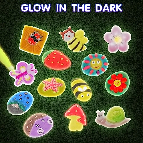 Qtioucp 43Pcs Arts And Crafts Painting Kit With 24 Vibrant Acrylic Paints &12 Glow In The Dark Color,4Pcs 5-Inch Stepping Stone &12Pcs Creativity Stone - Paint Your Own Stepping Stones For Kids 4 Qtioucp 43Pcs Arts And Crafts Painting Kit With 24 Vibrant Acrylic Paints &12 Glow In The Dark Color,4Pcs 5-Inch Stepping Stone &12Pcs Creativity Stone - Paint Your Own Stepping Stones For Kids - Image 2