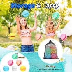 Reusable Water Bomb Balloons, THIIXDAI Self-Sealing Water Bomb For Kids Adults Party Water Games Toy, Latex-Free Silicone Water Splash Ball With Mesh Bag Summer Fun Outdoor Activities Supplies 6 Pcs -Folkmanis Toys Shop 61ObaqZzF4L