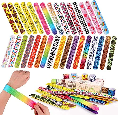 100 PCS Slap Bracelets Party Favors With Colorful Hearts Animal Print Design Retro Slap Bands For Kids Adults Birthday Classroom Gifts (100PCS) 3 100 PCS Slap Bracelets Party Favors With Colorful Hearts Animal Print Design Retro Slap Bands For Kids Adults Birthday Classroom Gifts (100PCS)