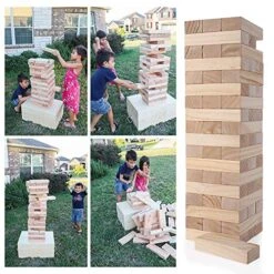 TUAHOO Outdoor Games Giant Tumbling Timbers Tumble Tower Blocks Games Wooden Stacking Game For Adult Kids Family Fun (2 FT To 4 FT) -Folkmanis Toys Shop 61PNPMnIKbL