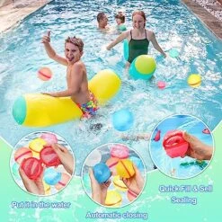 VRRTOE 16PCS Reusable Water Balloons, Self Sealing Silicone Water Balls With Mesh Bag, Quick Fill Water Bomb For Kids Adults Outdoor Water Games, Summer Swimming Pool Party Supplies -Folkmanis Toys Shop 61PXcRNzjwL
