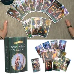 Tarot Cards,Classic Green Witch Visions Hologram Paper Tarot Cards,Portable Family Travel Board Deck Games Guidance Divination Fate Playing Game Cards,for Beginners And Expert Readers (78Pcs) 11 Tarot Cards,Classic Green Witch Visions Hologram Paper Tarot Cards,Portable Family Travel Board Deck Games Guidance Divination Fate Playing Game Cards,for Beginners And Expert Readers (78Pcs) -Folkmanis Toys Shop 61PXpNW4tSL