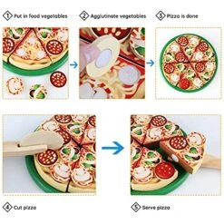 Vomocent Wooden Pizza Play Food,Pretend Cutting Food Toys,Kids Pizza Set, Kids Pizza Set Toy, Educational Montessori Toys For Kids Ages Over 3 Years -Folkmanis Toys Shop 61PjVs9cXFS