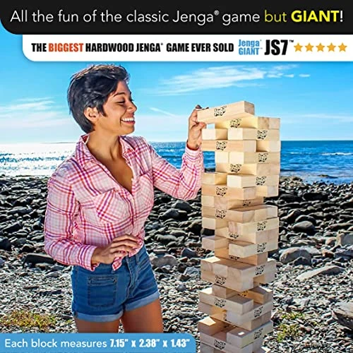ECR4Kids Jumbo 4-to-Score, Giant Game & Jenga Official Giant JS7 - Jumbo Large Size Stacks To Over 5 Feet, Includes Heavy-Duty Carry Bag, Premium Hardwood Blocks, Splinter Resistant, Precision 8 ECR4Kids Jumbo 4-to-Score, Giant Game & Jenga Official Giant JS7 - Jumbo Large Size Stacks To Over 5 Feet, Includes Heavy-Duty Carry Bag, Premium Hardwood Blocks, Splinter Resistant, Precision - Image 6