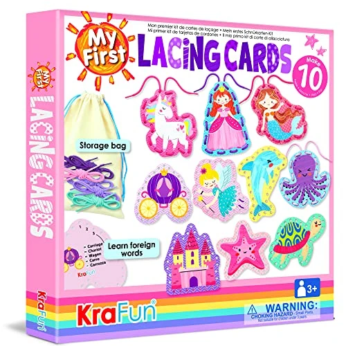 KRAFUN Beginner Unicorn My First Lacing Card Kit For Kids Arts & Crafts, 10 Easy Princess, Mermaid, Lacing Projects, Toddlers Lace Project, Fine Motor Preschool Skills Toys 3 KRAFUN Beginner Unicorn My First Lacing Card Kit For Kids Arts & Crafts, 10 Easy Princess, Mermaid, Lacing Projects, Toddlers Lace Project, Fine Motor Preschool Skills Toys
