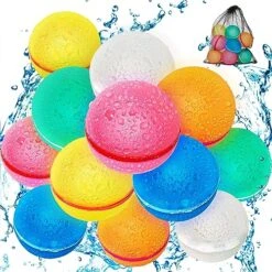 Reusable Water Balloons For Kids, 12 Piece Self Sealing Water Toy, Refillable Balloon Toys For Summer Games, Pool Parties, And Outdoor Activities, Latex-Free Silicone Water Balls For Kids And Adults